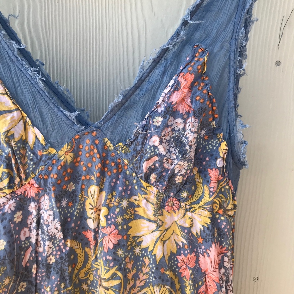 Free People rayon and chiffon raw hem slip dress size medium